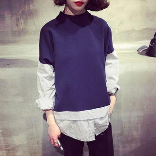 Pinstripe Mock Two-piece Sweatshirt