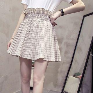 Frill Trim Plaid A-line Mini Skorts