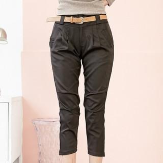 Pleated Cropped Pants With Belt