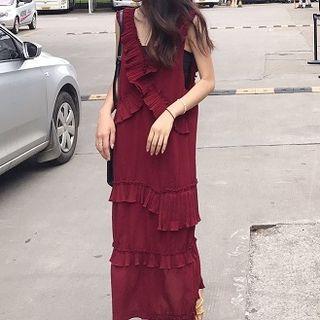Ruffle Sleeveless Midi Dress