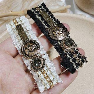 Rhinestone Fringed Fabric Hair Clip