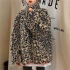 Animal Printed Zipped Jacket As Shown In Figure - One Size