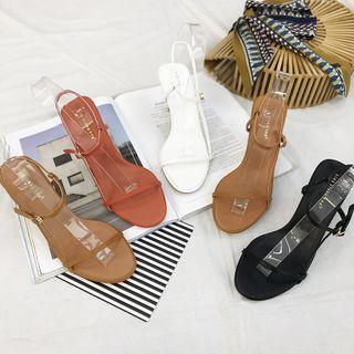 Strappy Ankle Strap Flared Heel Sandals
