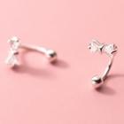 Bow Rhinestone Sterling Silver Earring S925 - 1 Pr - Silver - One Size