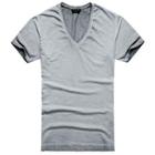 V-neck Plain Short-sleeve T-shirt
