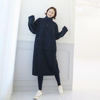 Zip-detail Sherpa-fleece Pullover Dress