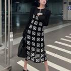 Spaghetti Strap Midi A-line Dress / Long-sleeve Top