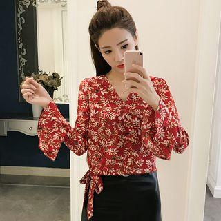 Floral Print Wrap Blouse