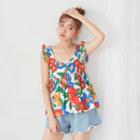 Floral Sleeveless Top Red - One Size
