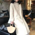 Plain Loose-fit Coat Off-white - One Size