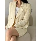 Plus Size Double-breasted Tweed Blazer