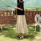 Inset Short-sleeve T-shirt Tiered Maxi Dress Black - One Size