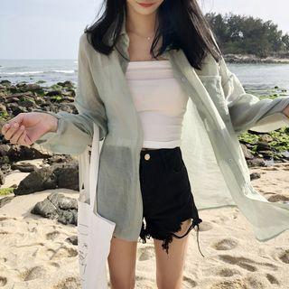 Plain Long-sleeve Blouse / Plain Spaghetti Strap Top
