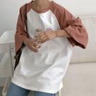 Emoji Print Elbow-sleeve T-shirt