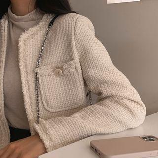 Fringed Woolen Tweed Jacket