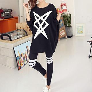 Dolman-sleeve Print Top