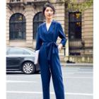 Long-sleeve Waist-tie Jumpsuit