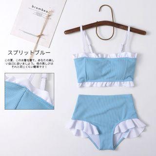 Set: Spaghetti-strap Swim Top + Ruffled Bottom