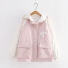 Rabbit Embroidered Color Block Padding Jacket