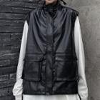 Faux Leather Zipped Vest
