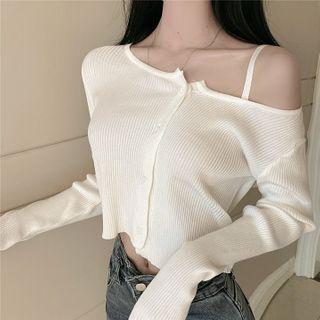 Cold-shoulder Cropped Cardigan