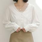Balloon-sleeve Cropped Blouse