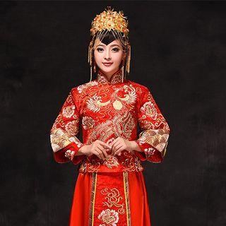 Traditional Chinese Wedding Set: Top + Maxi Skirt