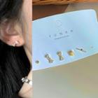 Set Of 5: Stud Earring 1879a - 1 Pair - Bow Earring - Silver - One Size