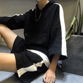 Set: 3/4-sleeve Hooded Top + Shorts