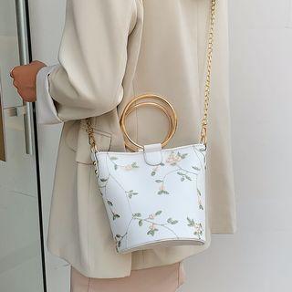 Floral Print Hoop Handle Bucket Bag
