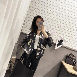 Floral Sheer Baseball Jacket