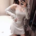 Strappy A-line Mini Dress / Cropped Cardigan