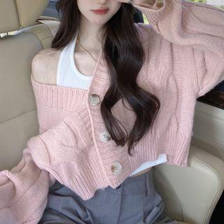 Cropped Cardigan Cardigan - Pink - One Size