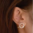 Rhinestone Circle Stud Earring 1 Pair - Gold - One Size