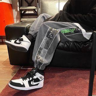 High-waist Print Corduroy Sweatpants