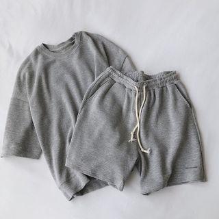 Set: Short Sleeve T-shirt + Drawstring-waist Shorts