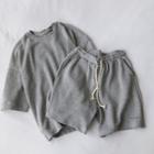 Set: Short Sleeve T-shirt + Drawstring-waist Shorts