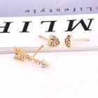 Set Of 3 : Arrow / Heart Rhinestone Alloy Earring Gold - One Size
