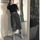 Panel Striped Chiffon Midi Skirt