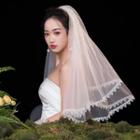 Lace Trim Wedding Veil With Comb - As Shown In Figure - 60 To 80cm