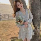 Off-shoulder Floral Print Smocked Blouse / Off-shoulder A-line Dress