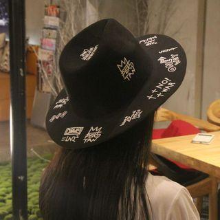 Lettering Woolen Felt Hat