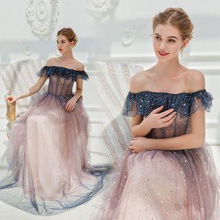 Off-shoulder Star A-line Evening Gown