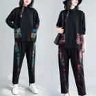 Set: Patterned Sweatshirt + Harem Pants