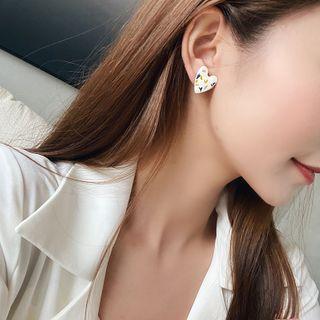 Alloy Heart Earring 1 Pair - 925 Silver - Paint - Love Heart - One Size