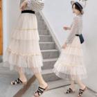Midi Layered Mesh Skirt Off-white - One Size