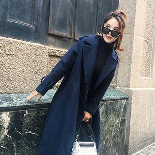 Notch Lapel Double-breasted Coat With Belt