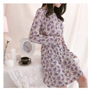 Lavender Pattern Chiffon Dress