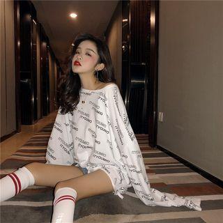 Printed Long-sleeve Over-size T-shirt