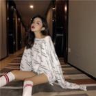 Printed Long-sleeve Over-size T-shirt